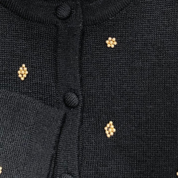 Talbots Merino Wool Black Sweater With Gold Beads - Picture 5 of 10